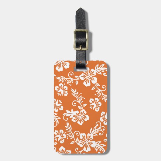 オレンジハワイのプリントの荷物のラベル ラゲッジタグ (正面縦)