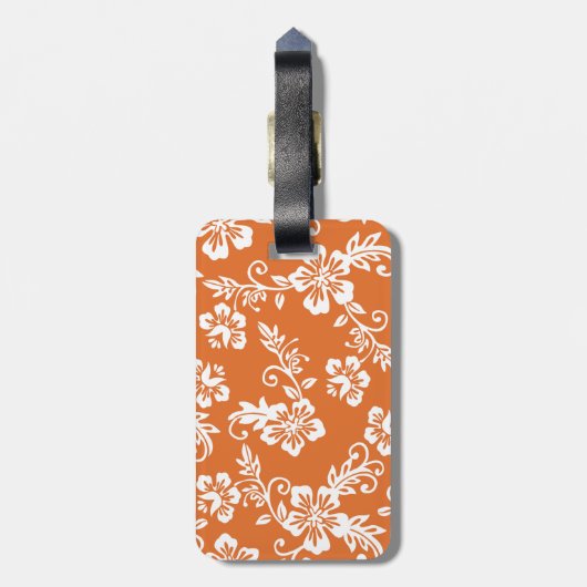 オレンジハワイのプリントの荷物のラベル ラゲッジタグ (裏面縦)