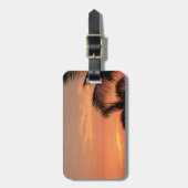 オレンジハワイアンサンセット、鳥とヤシの木 ラゲッジタグ (正面縦)