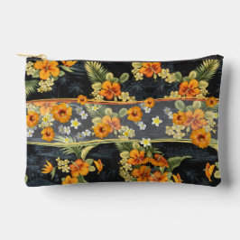 オレンジハワイアンハイビスカスアロハシャツスモールポーチ アクセサリーポーチ