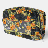オレンジハワイアンハイビスカスアロハシャツトラベルバッグ ドップキット (右コーナー)
