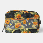 オレンジハワイアンハイビスカスアロハシャツトラベルバッグ ドップキット (裏面)