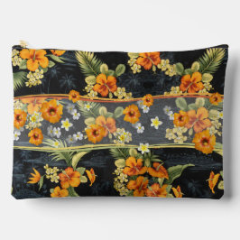 オレンジハワイアンハイビスカスアロハシャツ アクセサリーポーチ