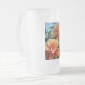 オレンジハワイアンハイビスカスフラワー フロストグラスビールジョッキ (正面左)