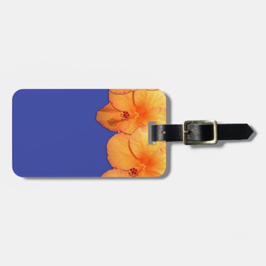 オレンジハワイアンハイビスカスフラワー ラゲッジタグ (正面横)