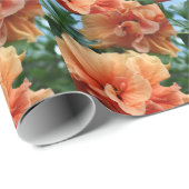 オレンジハワイアンハイビスカスフラワー ラッピングペーパー (ロールコーナー)