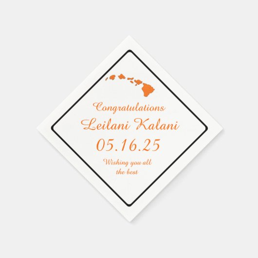 オレンジハワイアン諸島卒業紙ナプキン スタンダードカクテルナプキン (角)