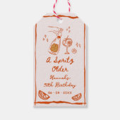 オレンジハンドスピリッツの古い誕生日パーティーを描いた ギフトタグ (正面)