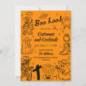 オレンジハンドドロッドカウボーイテーマハローウィンパーティ 招待状 (正面)