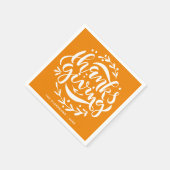 オレンジハンドレターサンクスギビングリース スタンダードカクテルナプキン (角)