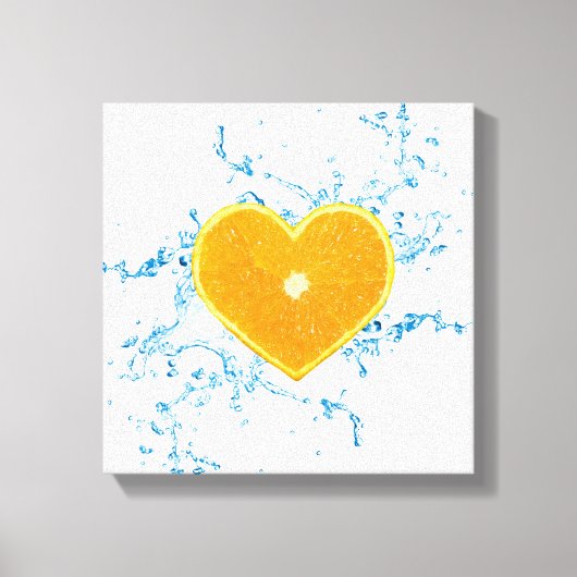オレンジハートのスライス キャンバスプリント (正面)