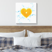 オレンジハートのスライス キャンバスプリント (インサイチュ (寝室))