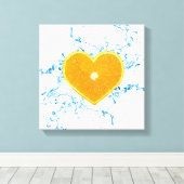 オレンジハートのスライス キャンバスプリント (インサイチュ (ウッドフロア))