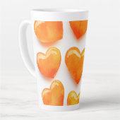 オレンジハートウォーターカラーデジタルアート カフェラテマグ (左アングル)