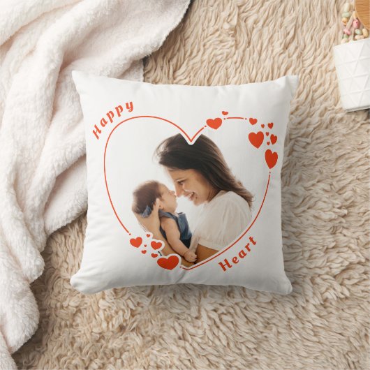 オレンジハートカスタムフォト装飾用クッション クッション (ブランケット)