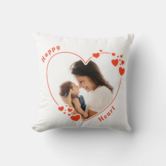 オレンジハートカスタムフォト装飾用クッション クッション (正面)