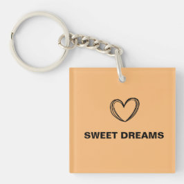 オレンジハートスウィートドリーシンプルムミニマル キーホルダー