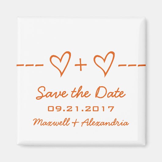 オレンジハート方程式日付磁石を保存 マグネット (正面)