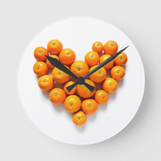 オレンジハート ラウンド壁時計 (正面)