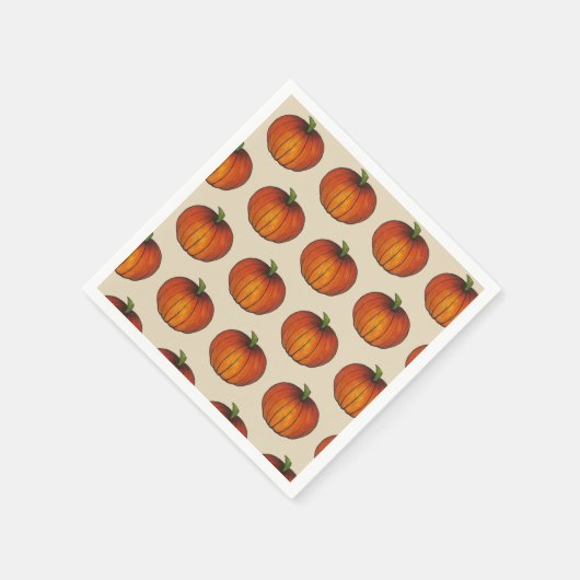 オレンジハーベストパンプキンハロウィンサンクスギビング秋 スタンダードカクテルナプキン (角)