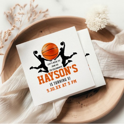 オレンジバスケットボールボーイ5thバースデーパーティー スタンダードカクテルナプキン