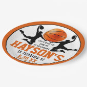 オレンジバスケットボールボーイ5thバースデーパーティー ペーパープレート (アングル)