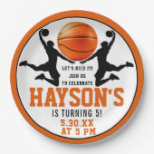 オレンジバスケットボールボーイ5thバースデーパーティー ペーパープレート (正面)