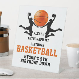 オレンジバスケットボールボーイ5thバースデーパーティー 台座サイン