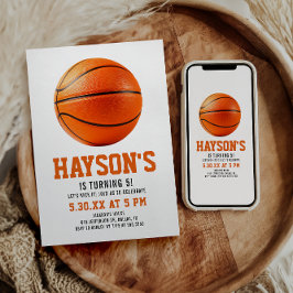 オレンジバスケットボールボーイ5thバースデーパーティー 招待状