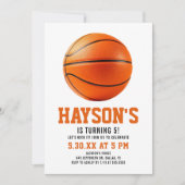オレンジバスケットボールボーイ5thバースデーパーティー 招待状 (正面)