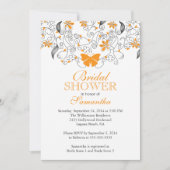 オレンジバタかわいらしフライフローラブライダルシャワー 招待状 (正面)