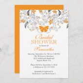 オレンジバタかわいらしフライフローラブライダルシャワー 招待状 (正面/裏面)