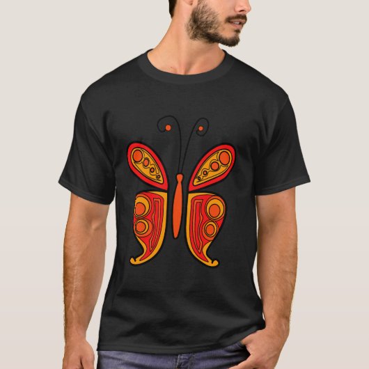 オレンジバタフライイラストレーション Tシャツ (正面)