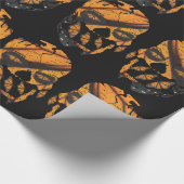 オレンジバタフライウィングズスカルブラック ラッピングペーパー (角)