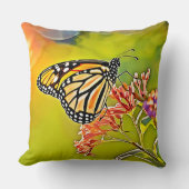 オレンジバタフライオンピンクデザイン クッション (正面)