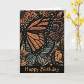 オレンジバタフライファンタジー抽象芸術アート誕生日 カード (黄色い花)