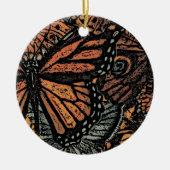 オレンジバタフライファンタジー抽象芸術アート セラミックオーナメント (正面)