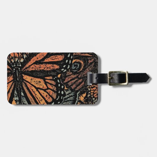 オレンジバタフライファンタジー抽象芸術アート ラゲッジタグ (正面横)