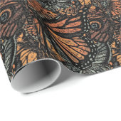 オレンジバタフライファンタジー抽象芸術アート ラッピングペーパー (ロールコーナー)