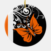 オレンジバタフライフローリッシュオーナメント セラミックオーナメント (裏面)