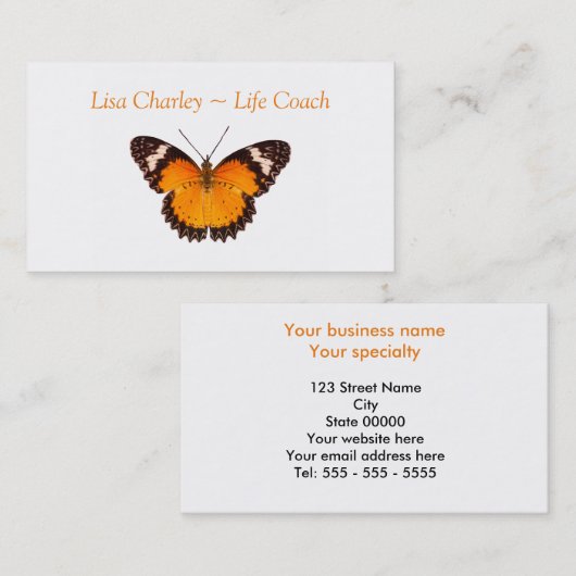 オレンジバタフライライフコーチ名刺 名刺 (正面/裏面)