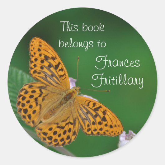 オレンジバタフライ蔵書票シール ラウンドシール (正面)