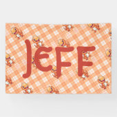 オレンジバッファローチェックと恐竜とモノグラム | 横断幕 (横)