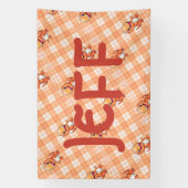 オレンジバッファローチェックと恐竜とモノグラム | 横断幕 (縦)