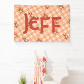 オレンジバッファローチェックと恐竜とモノグラム | 横断幕 (インサイチュ)