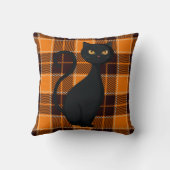 オレンジバッファロープライド不気味ブラックキャットハロウィーン クッション (裏面)