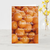 オレンジバナナのノックノックの冗談の挨拶状 カード (黄色い花)