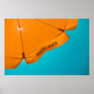オレンジバナナビーチ印刷の傘 ポスター