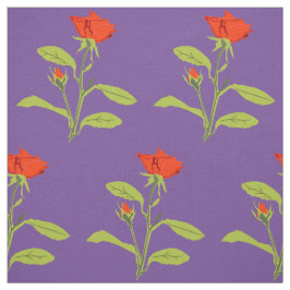 オレンジバラとバ離れド ファブリック