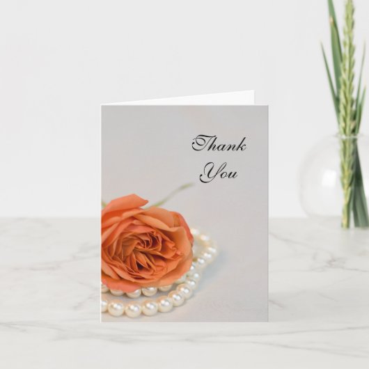 オレンジバラとホワイトパールありがとう サンキューカード (正面)